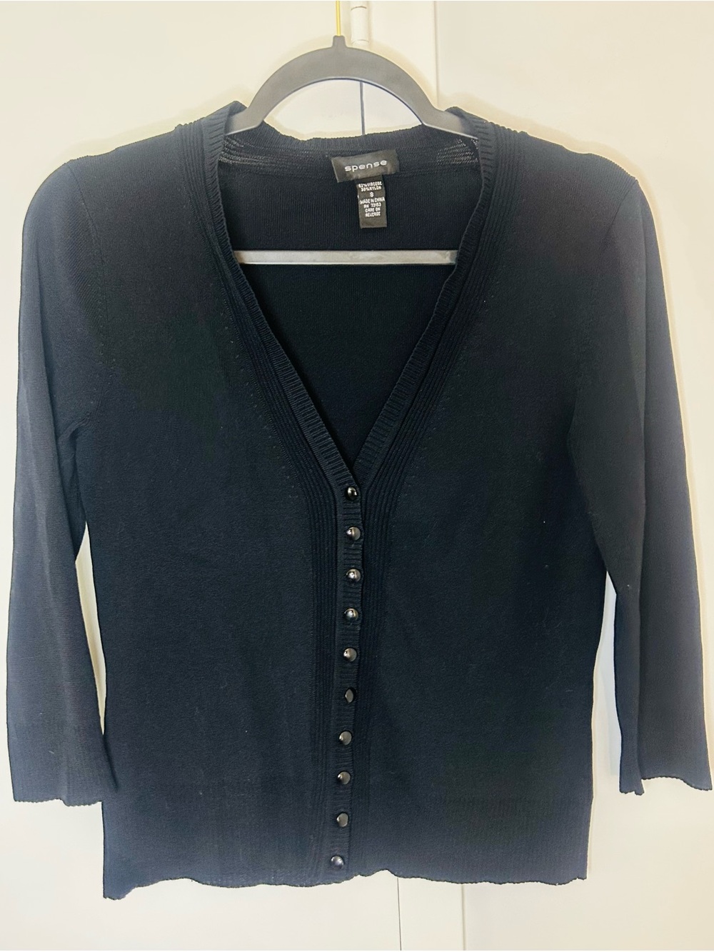 Spense Women’s Black V-Neck Knit Cardigan Size s